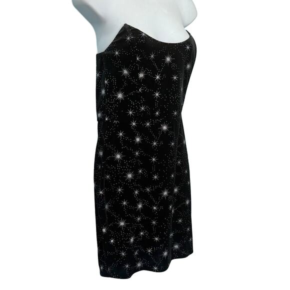 Superdown Black Silver Atomic Star Velvet Metallic Strapless Dress Sz M NEW Tags - Picture 9 of 10